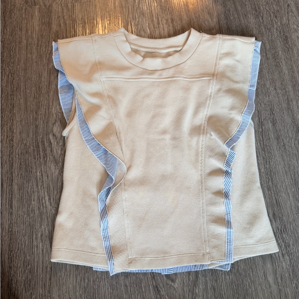 NWT - Anthropologie Ribbed Light Sand Top - Picture 3 of 5